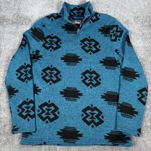 Urban Pipeline 1/4 Zip Shirt Men's Large Blue Aztec Western Long Sleeve Pullover